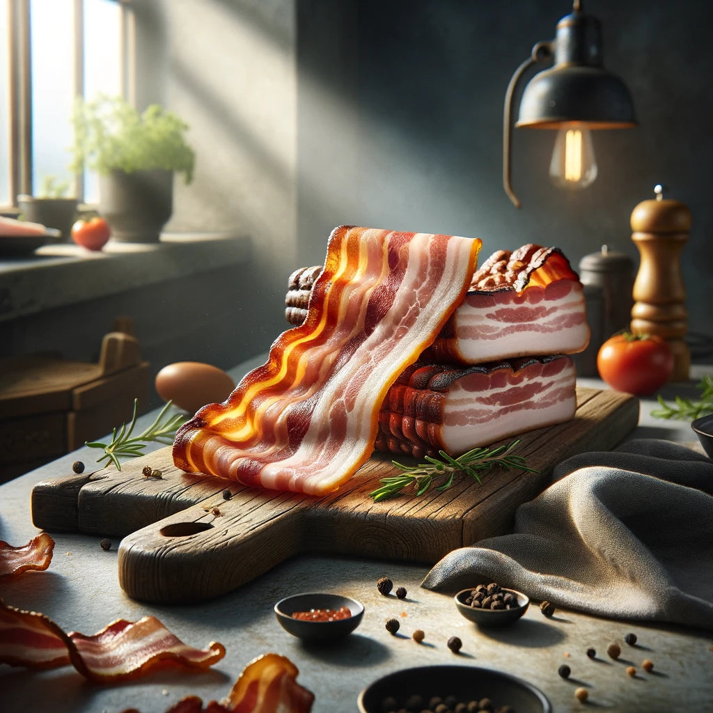 
                  
                    Bacon de Porcs Élevés en Liberté - Savourez la Qualité Éthique
                  
                